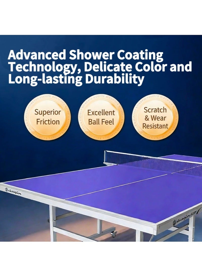 Double Fish GJ2001 18mm High Density Foldable Table Tennis Table with Wheels, Professional Competition & Home Training, Includes Net & Accessories - Image 5